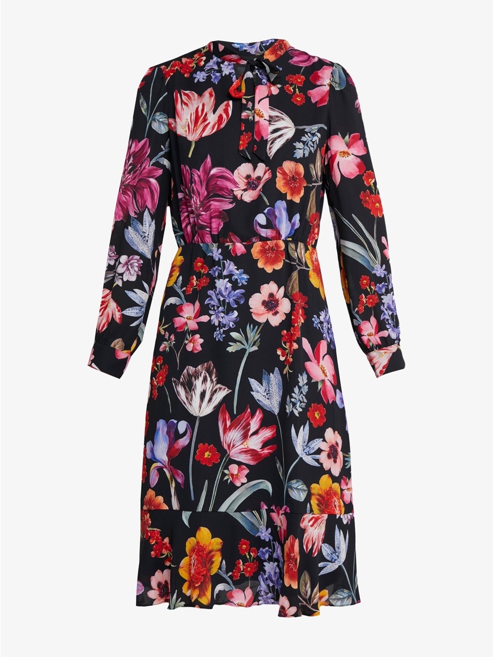 J.Crew Tie-Neck Midi Dress in Midnight Dutch Floral - Size 10